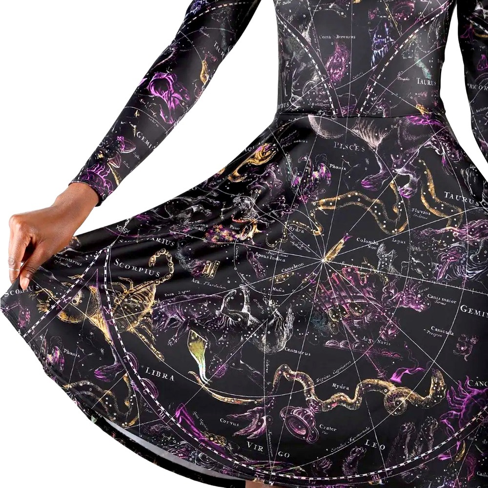 Blackmilk PLANISPHERE LONG SLEEVE LONGLINE DRESS - LIMITED